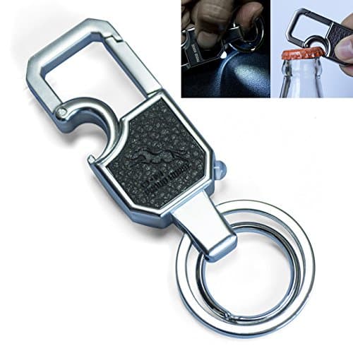 Key Chain Rings with Bottle Opener and LED Light for Men and Women (Silver)
