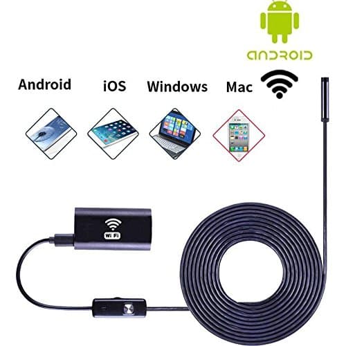 WiFi Endoscope TL-Quality Wireless Borescope Inspection Snake Camera 2.0 Mega Pixels HD Waterproof Adjustable LED for Android and IOS Smartphone, iPhone, Samsung, Tablet (3.5 Meters - 11.48 ft)