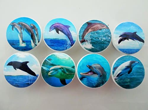 Set of 8 Dolphin Wood Cabinet Knobs