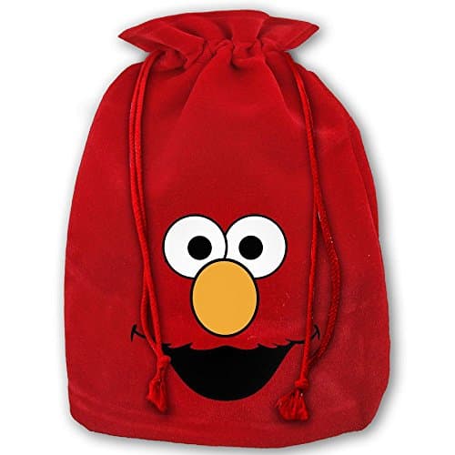 Sesame Street Elmo Face Drawstring Christmas Gift Sacks Made Of Pleuche And Sponge Velvet By Gift Boutique