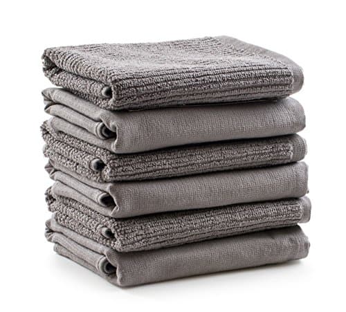 Super Absorbency Large Kitchen Towels - Thick Terry Stitches to Absorb on One Side, Flat Woven Stitches for Drying on the Other - 100% Organic Cotton - Exclusively by Aria Luxury Kitchen - Pack of 6