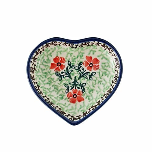 Polish Pottery 3'' Heart Dish Hand Painted Stoneware Pattern B64-1916