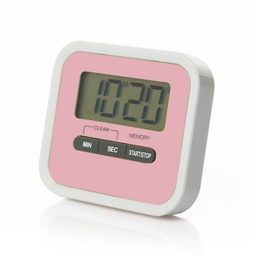 LANGUAN Digital Kitchen Timer,Magnetic Clip and Stand Timer Clock, Large LCD Display Multi-Function Electronic Timer (Pink)