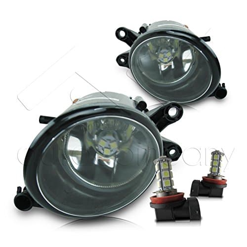 Premium 2002-2005 Audi A4 B6 Fog Lights Replacement Clear Lens L + R w/LED Bulbs