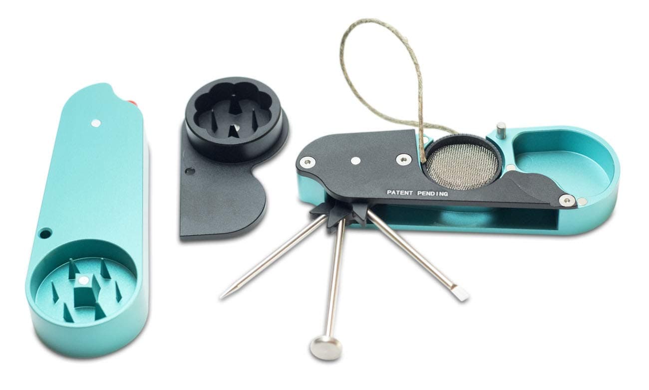 The Omni 8-in-1 Deluxe Smoking Accessory: Durable Herb and Spice Grinder Multi-Tool and Lighter Case (Wintergreen)