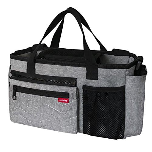 Landuo Diaper Bag Insert Organizer for Stylish Moms, Black, 12 Pockets, Turn Your Favorite Tote Bag into A Trendy Diaper Bag (Gray)