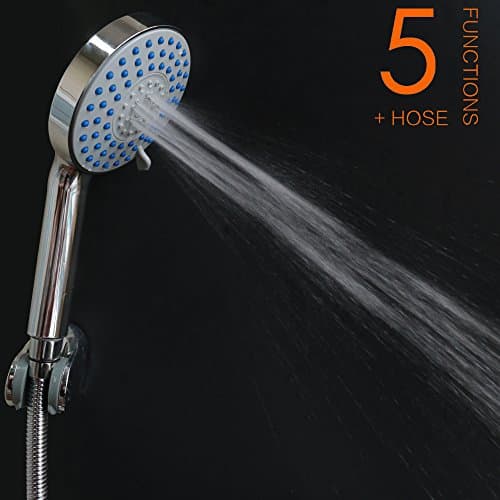 Universal Ultra-thick Showering Handshower 5-Setting Handheld showerhead with 60'' Hose, Chrome Finish