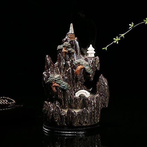 Incense Cone Burner- Ceramic Cone/Backflow Incense Burner Incense Holder & 10 Cones for Home Fragrance Mediation Home Decor