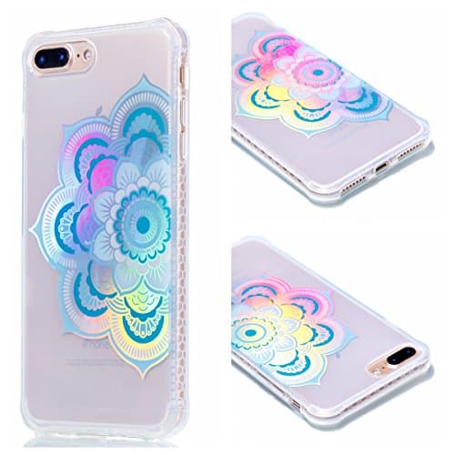 iPhone 7 Plus Case, iPhone 8 Plus Case, Wandeneng Hybrid Fancy Colorful Pattern Hard Soft Silicone Bumper Case Fit for iPhone 7 Plus (2016)/iPhone 8 Plus (2017) (Half blue)