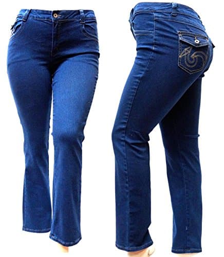 Jack David Women's Plus Size Blue/Black Curvy Stretch Flap Pocket Skinny/Bootcut/Cargo Denim Jeans Pants