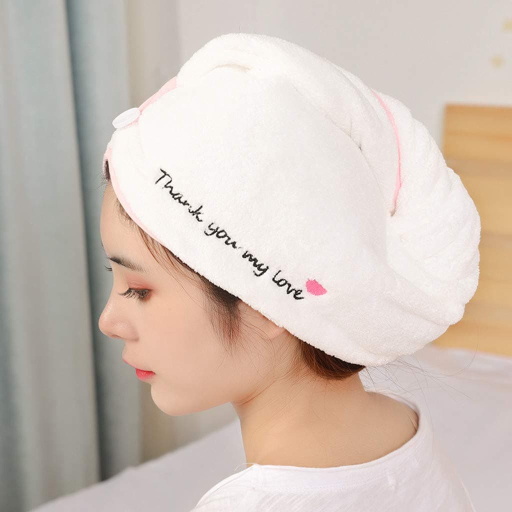 Dry Hair Cap Quick Drying Lady Towel Superfine Microfibre Bath Head Wrap (Pink Selvage)