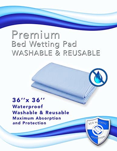 2 Ultra Soft Premium Bed Wetting Pad- Light Blue 36 X 36. Waterproof Sheet Protector for Adults, Seniors, Infants and Toddlers. Winner of the 2015 Peoples Choice Award.