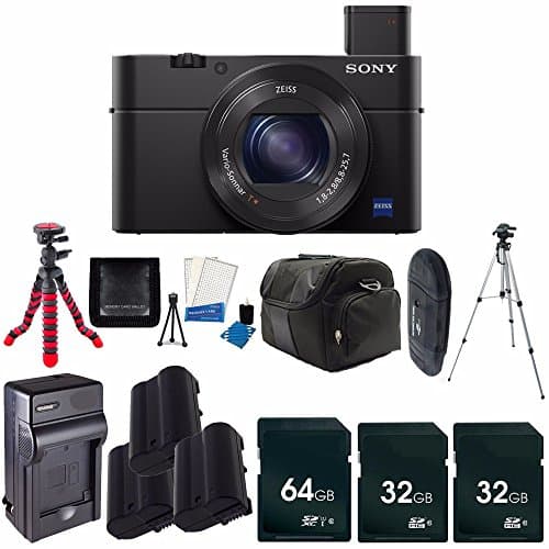 Sony Cyber-shot DSC-RX100 IV Digital Camera + Replacement Li-on Battery + Rapid Travel Charger + 32GB SDHC Class 10 Memory Card + 64GB SDXC Class 10 Memory Card + Full Size Tripod + 12-Inch Flexible Tripod + Digital Carrying Case + SDHC Card USB Reader + Memory Card Wallet + 6pc Starter Kit Bundle