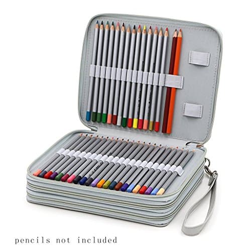 120 Slots Pen Case Portable PU Leather Pencil Case Multi-layer Zipper Pen Bag for Pencil, Color Lead, Watercolor Pen, Mark Pen and Makeup Brush Gray