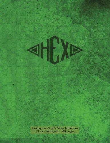 Hexagonal Graph Paper Notebook 1/2 inch hexagons - 160 pages: Notebook not Ebook, 160 pages with hex green grunge cover, 8.5 x 11, half inch hexagonal ... graphs, gaming, mapping, structuring sketches