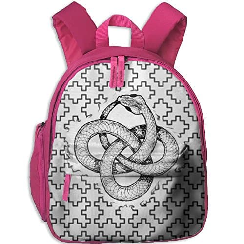 Snake Bit Tail Shape Printed Oxford School Bag Kids Double Zipper Closure Travel With Front Pockets