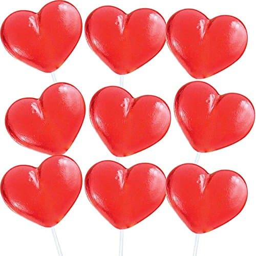 3-D Passionate Red Heart Long Stem Fancy Lollipops - 100-piece Bag