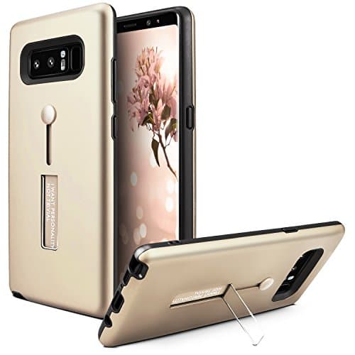 Samsung Galaxy Note 8 Case, MOMOTECH Premium 3 in 1 Slim Fit Galaxy Note 8 Case Finger Strap Holder Grip with Kickstand Support Wireless Chraging Shockproof Case for Samsung Galaxy Note 8 - Gold