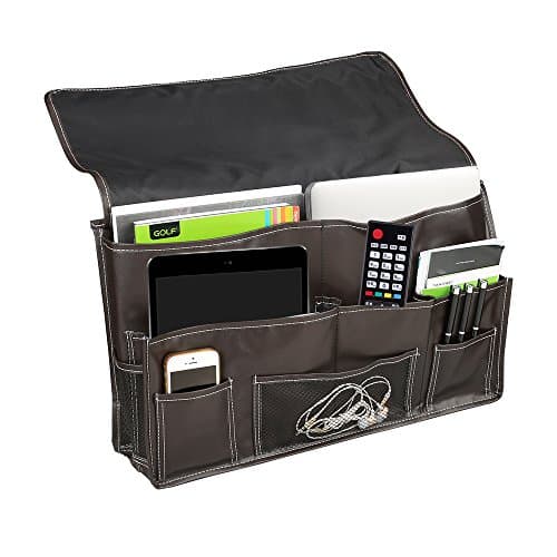 iLemon 10 Pocket Bedside Storage - PU Leather Bedside Caddy organizer for your headboard that makes a convenient place , on metal headboards, dormitory