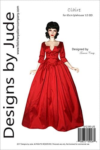 Outlander Claire Dress Printed Sewing Pattern for 65cm Iplehouse 1/3 EID BJD Dolls