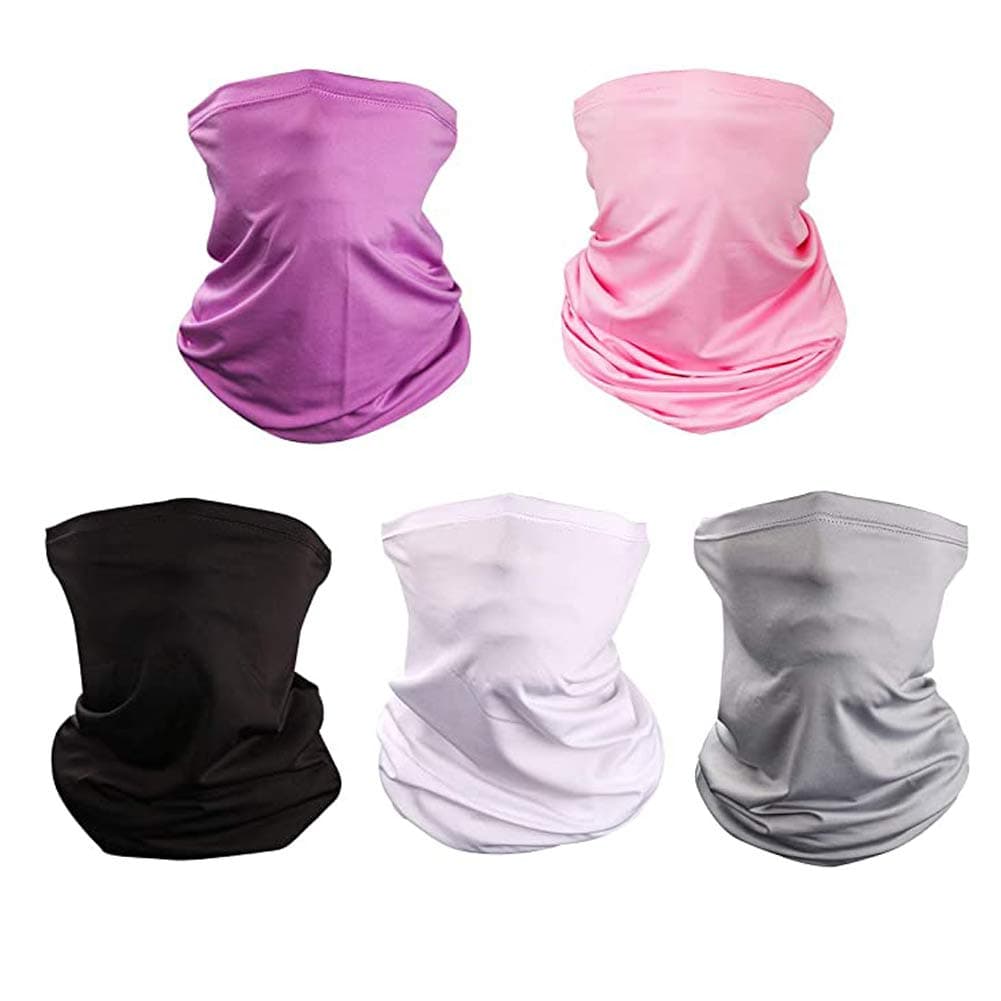5 Pack Unisex Seamless Neck Gaiter Face Mask UV Sun Protection Bandanas Magic Face Cover Scarf Dust Wind for Fishing Hiking Cycling Motorcycling