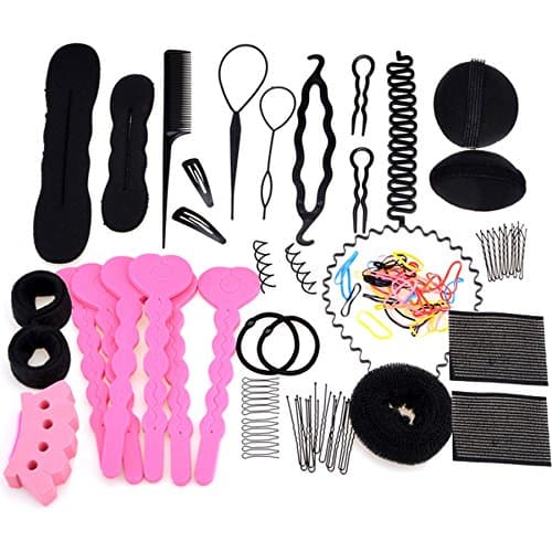 afferty 20 PCS Set Hair Design Styling Accessory Maker Pads Hairpins Clip Donut Tool Kit
