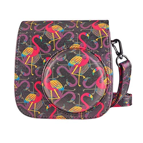 Goocor Instax Mini 9 Camera Case for Fujifilm Instax Mini 9 / Mini 8 / Mini 8+ / Instant Camera with Adjustable Strap (Golden flamingo)