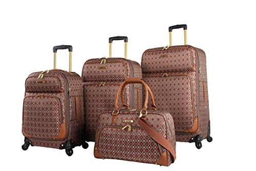 Rosetti Lighten Up Luggage Set 4 Piece Expandable Softside Suitcase With Spinner Wheels (Lighten Up Red)