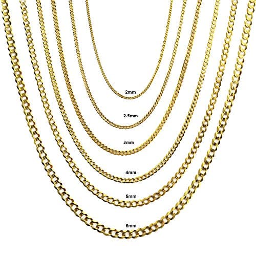 Joule Shop 10K Solid Gold 5mm Cuban Curb Link Chain Necklace, 18-30"