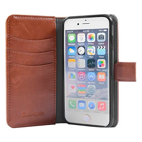 Slimtech Faux Leather Folio Detachable Wallet Case for Apple iPhone 6 / 6s - Brown