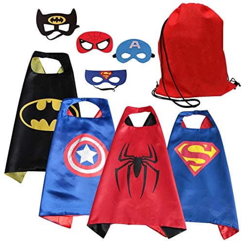 Asgift Cape and Mask Set of 4 Different Comics Cartoon Dressing Up Costumes for Kids