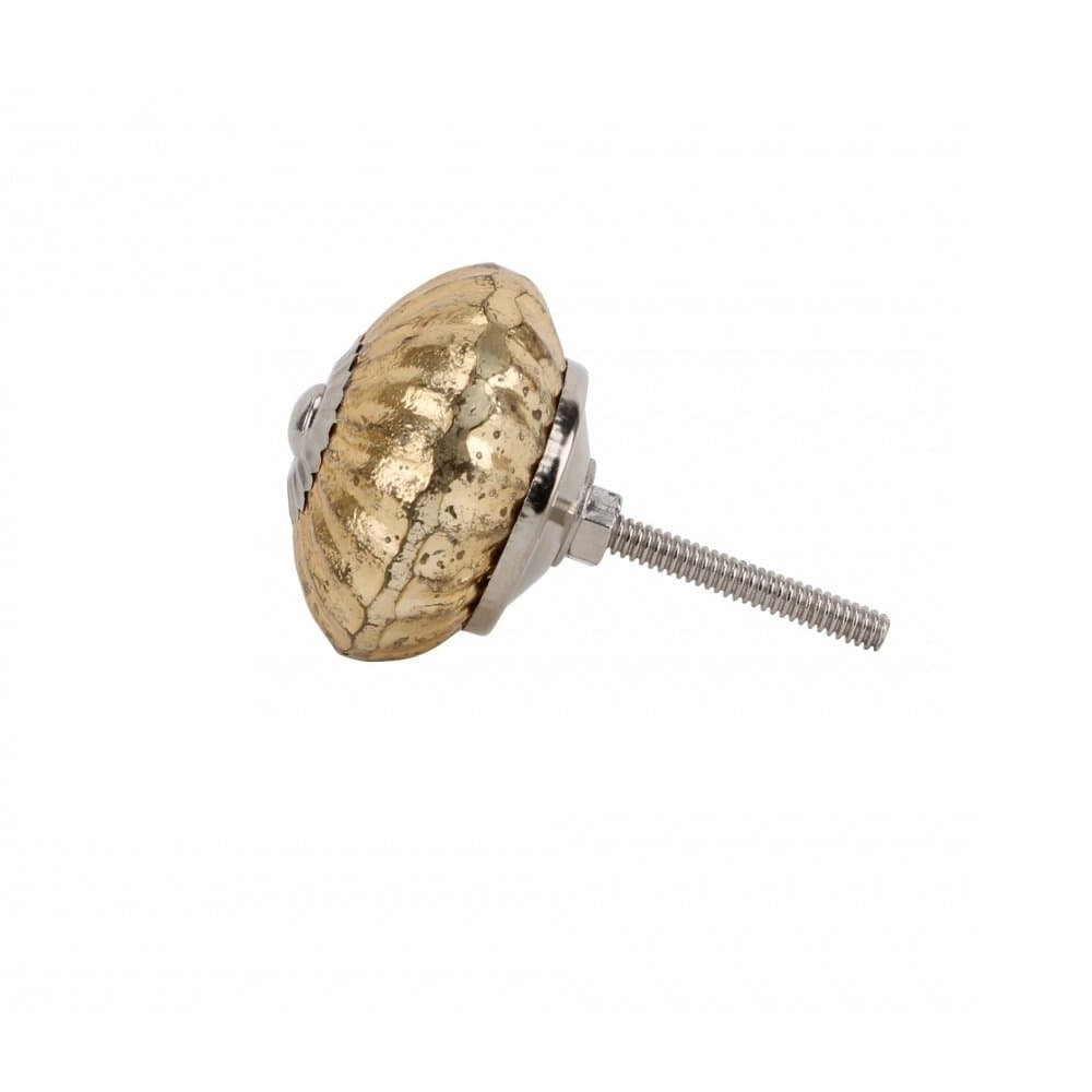 CGB Giftware Antique Gold Glass Drawer Pull Handle Knob (One Size) (Gold)