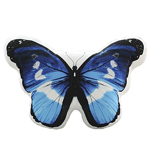 Funif Butterfly Throw Pillow Decorative Back Cushion Stuffed Plush Soft Toy for Kids Gift Blue 15.8" X 13.8"