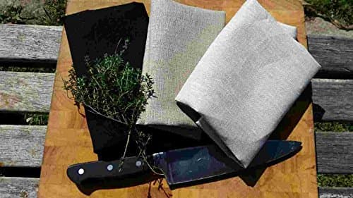 Beach House Linen 3 Pack Linen Kitchen Dish Towel - Black, Flax & Oatmeal - Natural European Flax - 19 x 27 - Soft Feel - Safe For Machine Wash and Drying - ULTRA Absorbant
