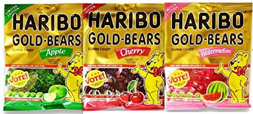 Gummi Gold Bears Limited Edition Candy In Apple, Cherry, & Watermelon Flavored Bundle