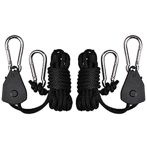 Seztek 1/8'' Heavy Duty Adjustable Retractable Nylon Rope Ratchet With Grow Light Hook For Lights