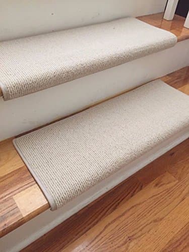 Bristol Ecco Tex Blend New Zealand Wool Authentic Handmade Wool TRUE Bullnose Carpet Stair Tread Runner Replacement for Dog, Cat, Pet, Style, Comfort and Safety (35" Wide, 1 Ivory)