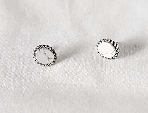 925 Sterling Silver Ellipse Oval Shape gemstone statement earrings, Marble Stone earrings