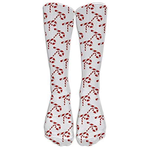 DaSOC Christmas Candy Cane Pattern Unisex Novelty Knee Socks Athletic Tube Stockings One Size