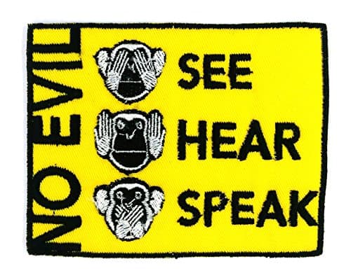 MONKEYHEAD - Monkey See Hear Speak No Evil Iron-on Applique Embroidered Patch, Approx. Size 8.8 X 7 Cm., Yellow Color