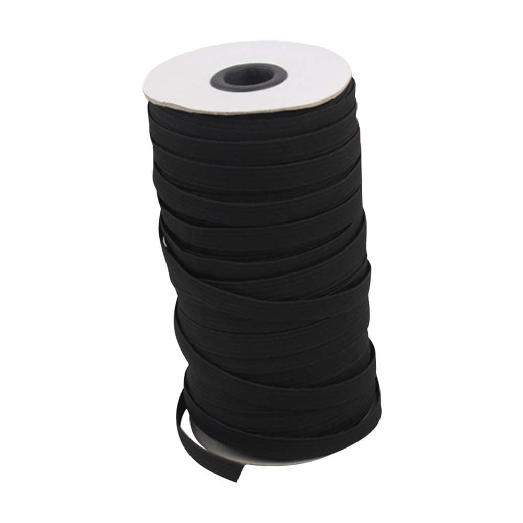 SHUDAGE Black 5M Length 1/5" Width Braided Elastic Cord/Elastic Band/Elastic Rope/Bungee/White Heavy Stretch Knit Elastic Spool for Sewing Crafts DIY, Mask, Bedspread, Cuff (Black)