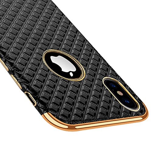 eaLAB luxury iphone x case black xphone slim for apple iphonex cover protective aphone i phone 10 iphonexcase with 2 pcs tempered glass screen protector