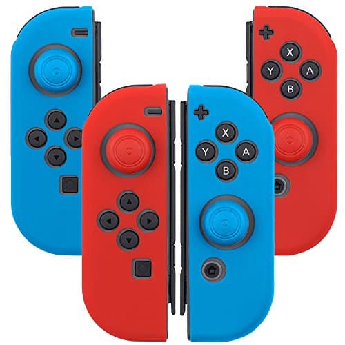 Kourpar Joy-Con (L/R) Silicone Protective Casing Compatible for Nintendo Switch Controllers with Thumb Grips Caps (2 Pairs Pack)