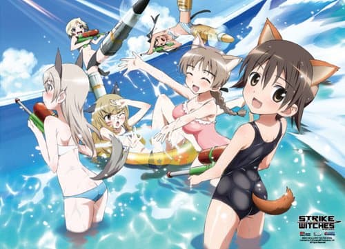 Fabric Poster - Strike Witches - New Bikini Ocean Fun Wall Scroll ge77585