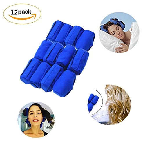Fingertip 12 Pcs Magic No Clip Hair Rollers Soft Sponge Hair Curlers Hair Care Accessories Navy Blue
