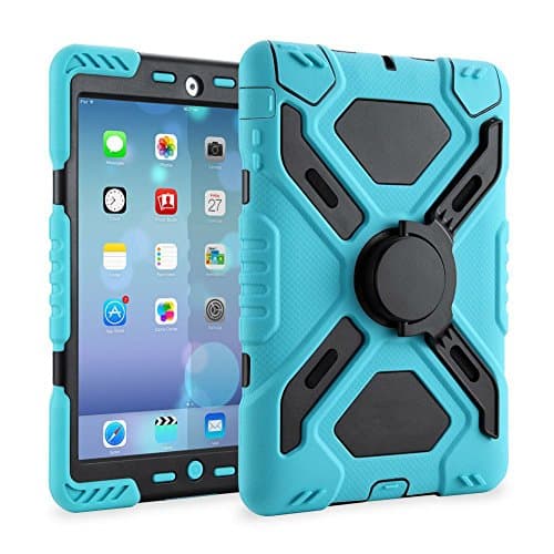 Satisfounder iPad 2 3 4 Cover Case with Kickstand and Sticker -Kids Proof Extreme Duty Dual Protective Back Cover for Apple iPad 4 3 2 -Rainproof Sandproof Dustproof Shockproof (IPAD Blue/Black)