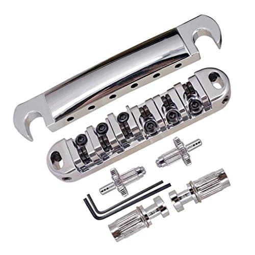 BHPSU Silver Roller Saddle Bridge & Tailpiece For Les Paul Electric Guitar Parts
