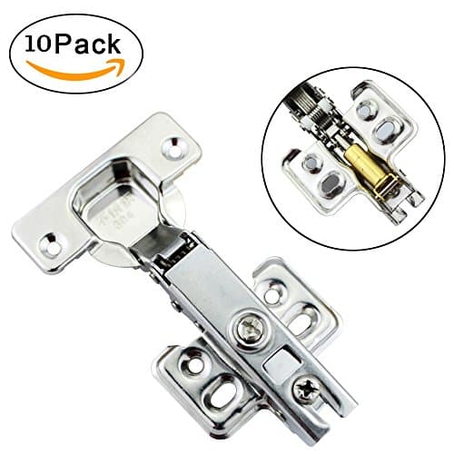 Mulslect 1/2'' Full Overlay Cabinet Hinges Compact Hydraulic Soft Close Nickel Plated Steel 10-Pack(Screws Included)