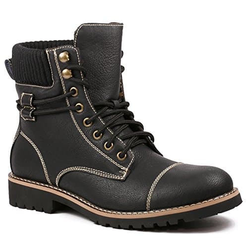 Polar Fox MPX-808570 Men's Black Lace Up Cap Toe Military Combat Work Desert Ankle Boot (11)