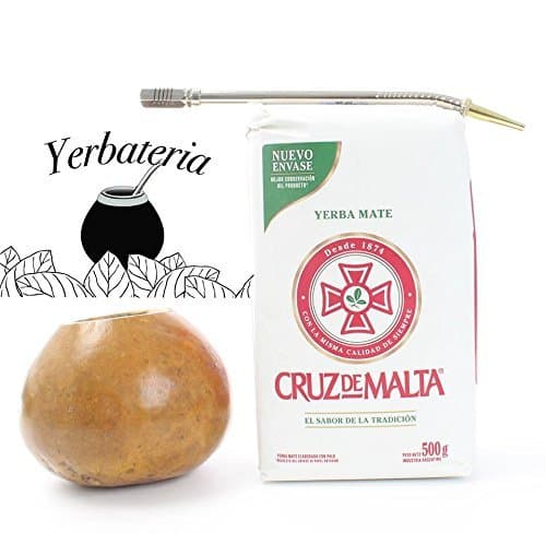 Yerba Mate Gourd Cup with Bombilla Straw and Loose Leaf Tea (500 grams)